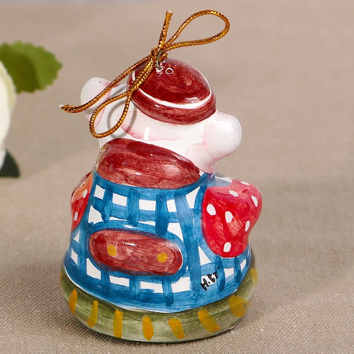 Сувенир «Поросёнок с гармошкой», 5,5х5,5х6 см, ярославская майолика