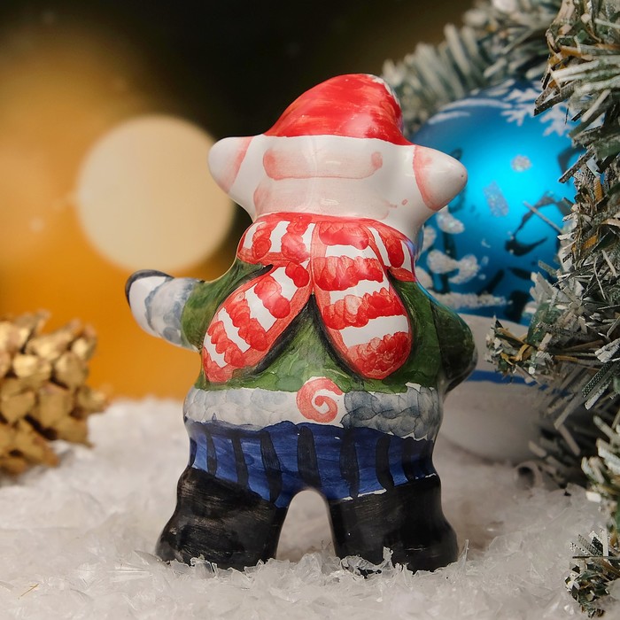 Сувенир «Поросёнок с гитарой», 5,5×5,5×6 см, ярославская майолика