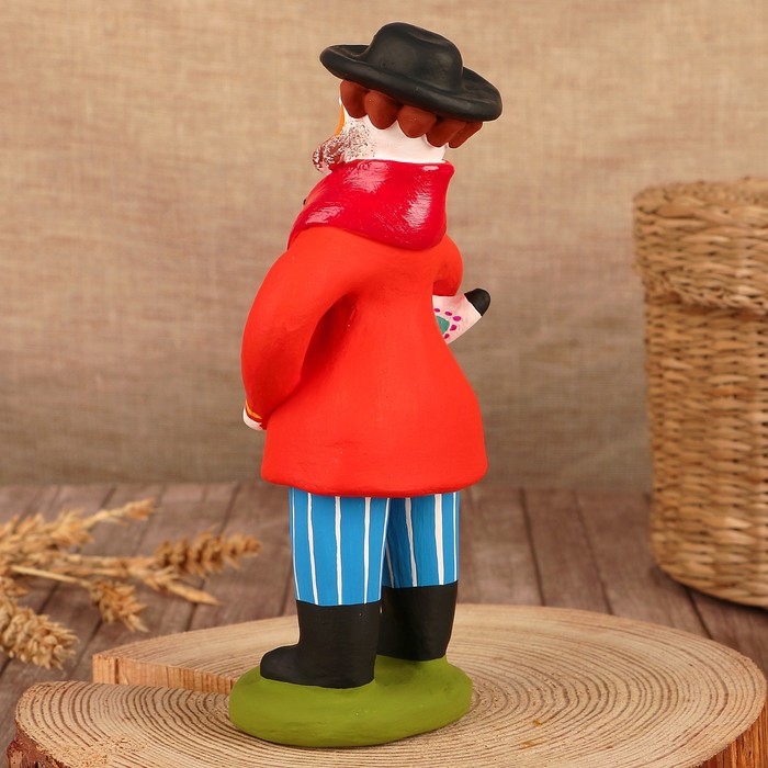 Дымковская игрушка "Старик с гусём"