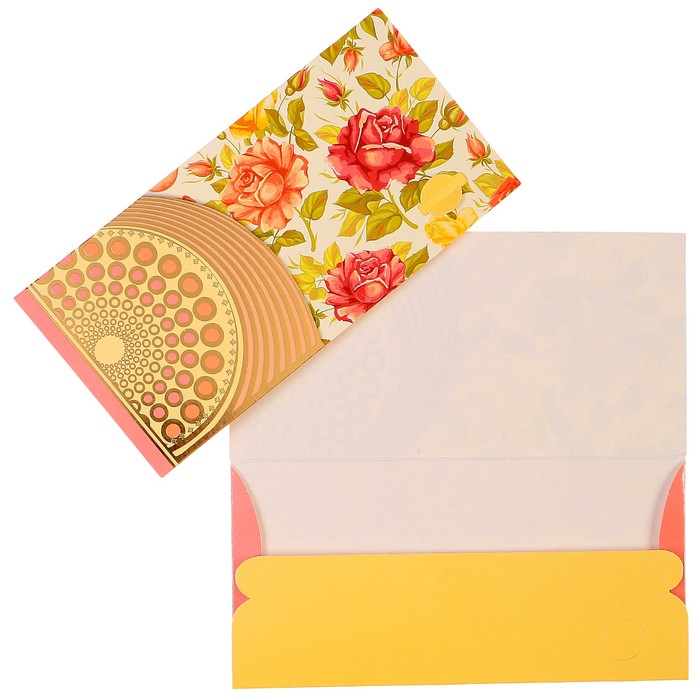 Конверт для денег "Универсальный" розы, золотой узор