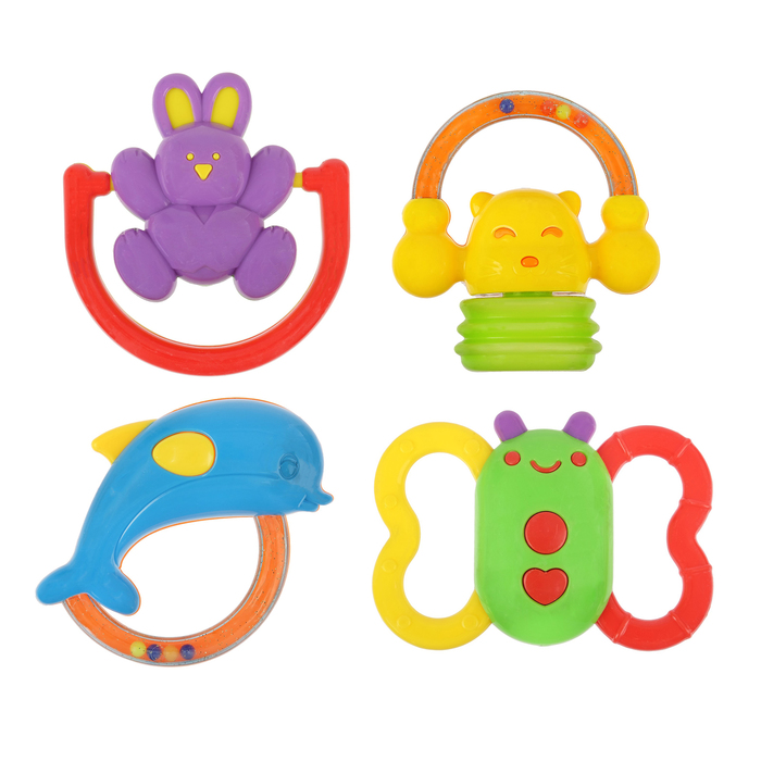 Набор погремушек, 4 шт., цвета МИКС