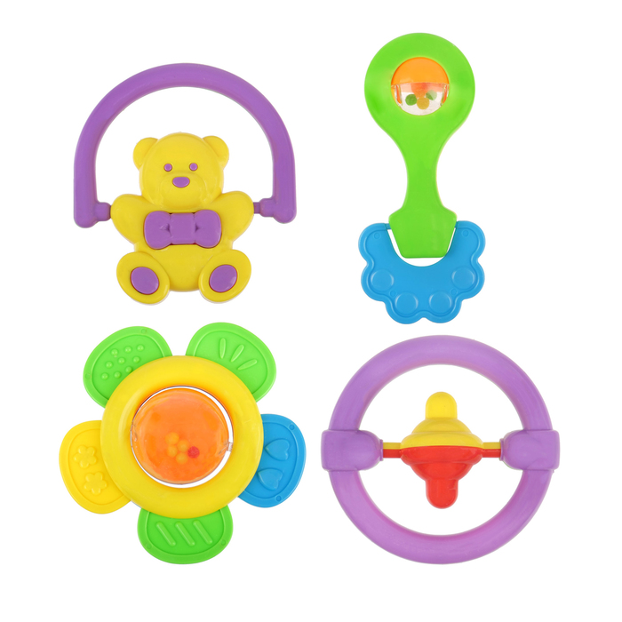 Набор погремушек, 4 шт., цвета МИКС
