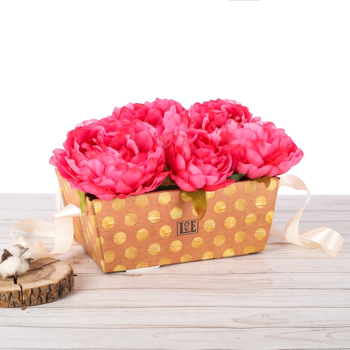 Коробка переноска прямоугольная «Под крафт», 25,8 х 17 х 10,2 см