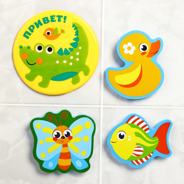 Набор игрушек для ванны «Уточка и друзья»: наклейки из EVA, 3 шт.