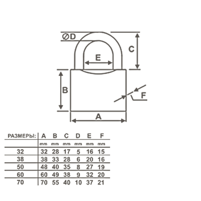 Замок навесной ЗН-212-50 мм, 3 ключа