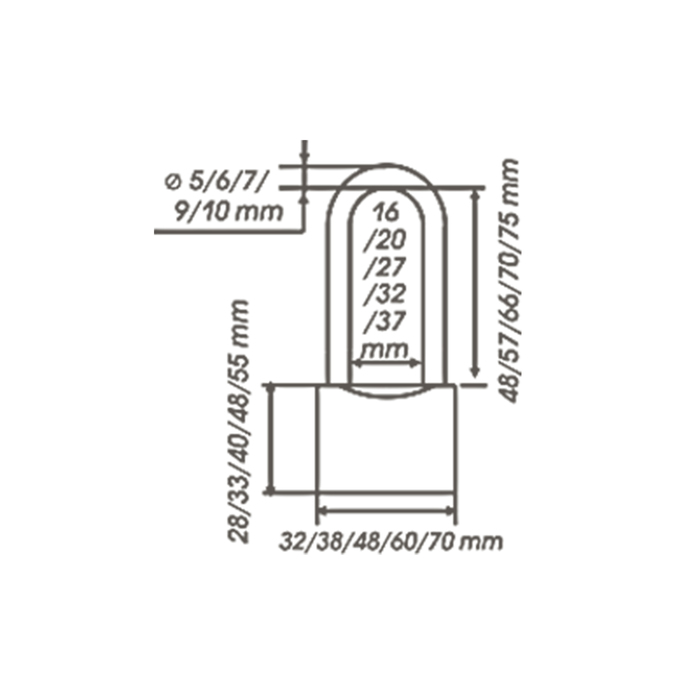 Замок навесной ЗН-212дд-70 мм, 3 ключа