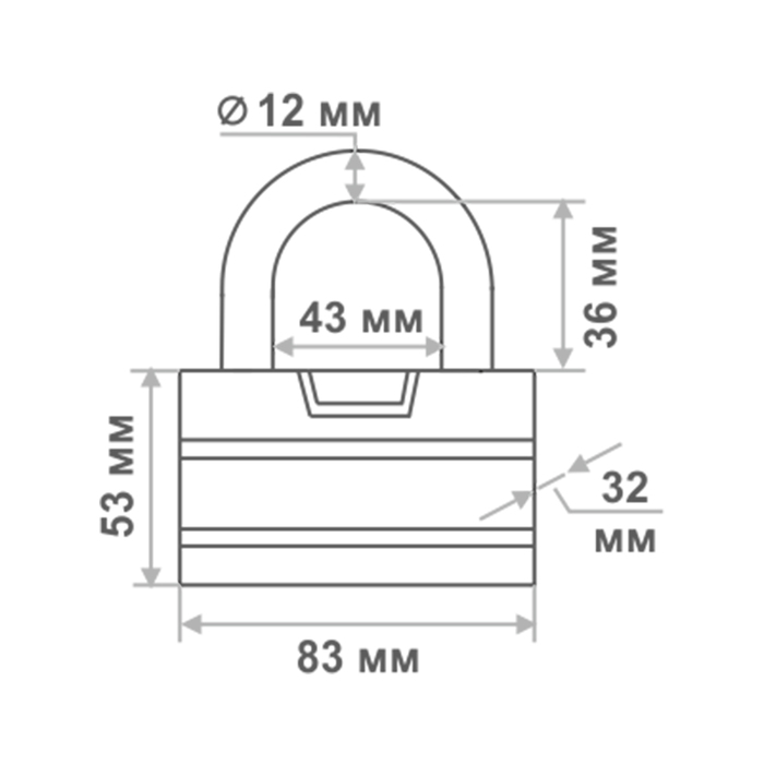 Замок навесной ЗН-401-80 мм, 3 ключа