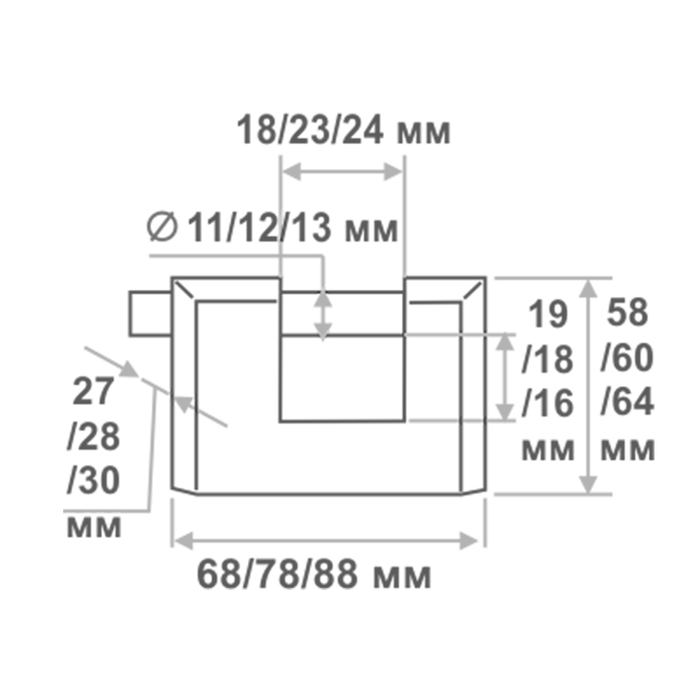 Замок навесной ЗН-406-90 мм, 3 ключа