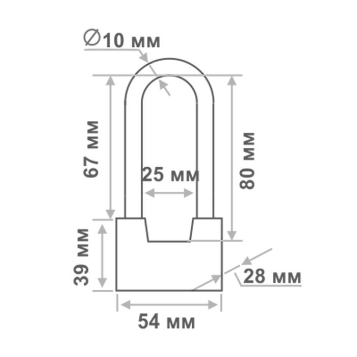 Замок навесной ЗН-407ДД-60 мм, 3 ключа