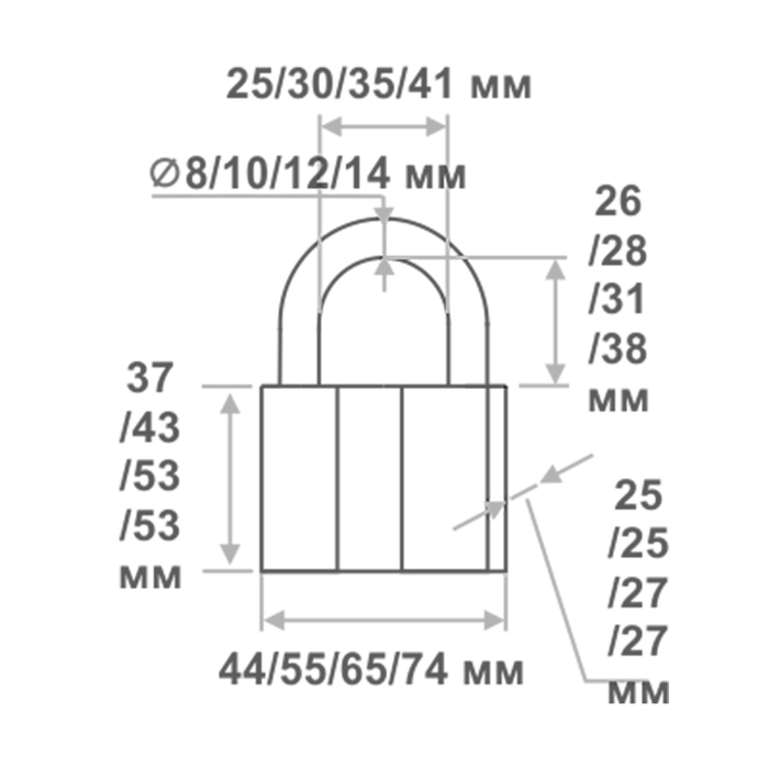 Замок навесной ЗН-409-50 мм, 3 ключа