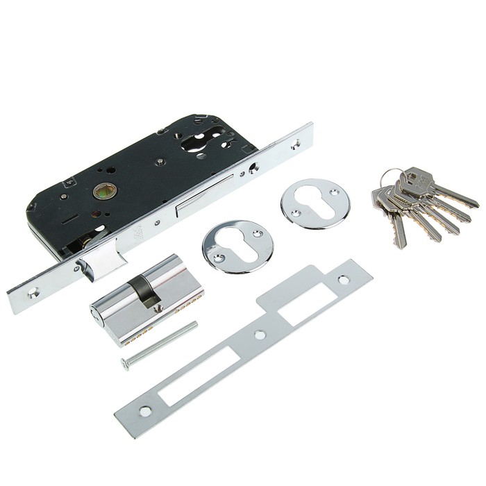 Замок врезной N23-70 Л, цвет матовый хром