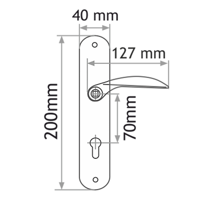 Замок врезной N94-70 Л, цвет матовый хром