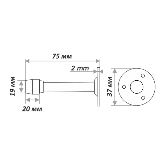 Ограничитель дверной 110, настенный, цвет античная медь