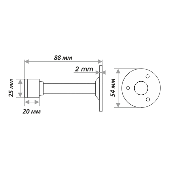 Ограничитель дверной 111, настенный, цвет застаренное серебро