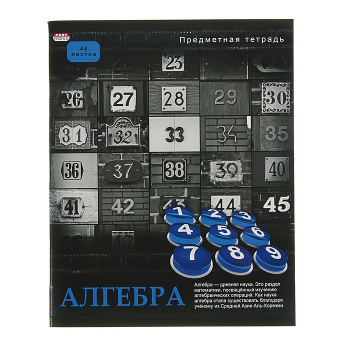 Тетрадь предметная "Алгебра. Контрасты", 48 листов клетка, обложка мелованный картон, выборочный лак