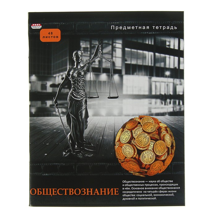 Тетрадь предметная "Обществознание. Контрасты", 48 листов клетка, обложка мелованный картон, выборочный лак