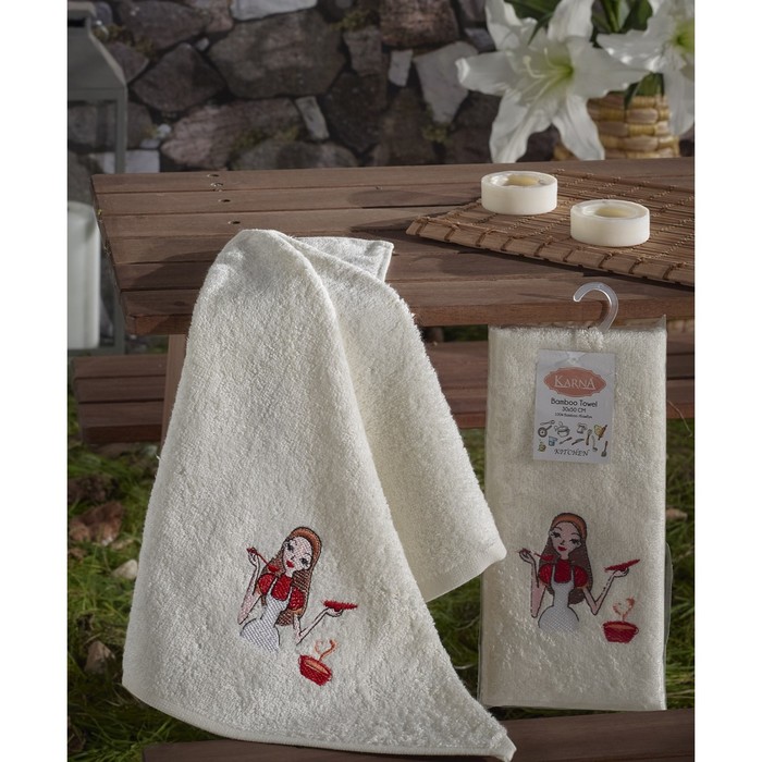 Салфетка Self с вышивкой, размер 30х50 см, бамбук V3