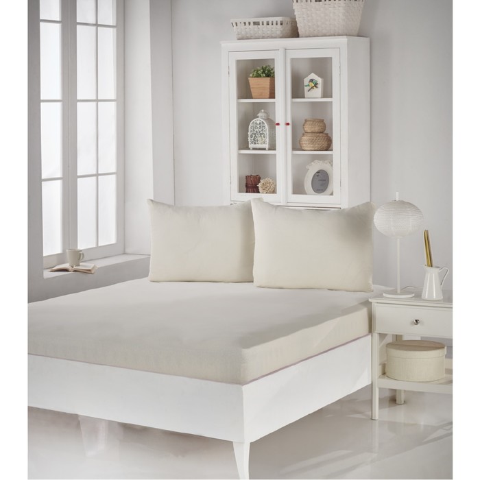 Простыня на резинке Acelya, размер 180х200 см, 50х70 см-2 шт., кремовый