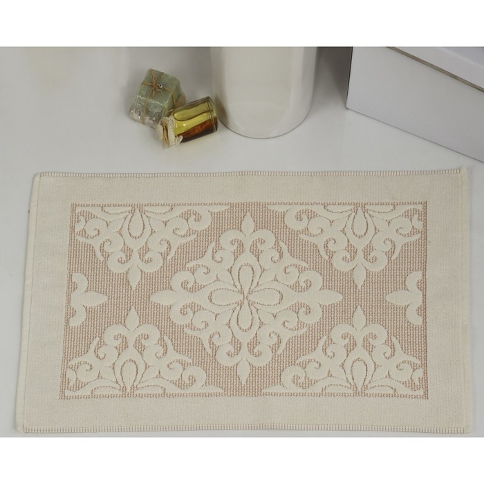 Коврик махровый Delux Damask, размер 50х70 см, пудра