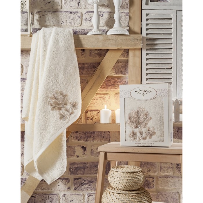 Полотенце Senses, размер 85х150 см, кремовый, махра 500 г/м2