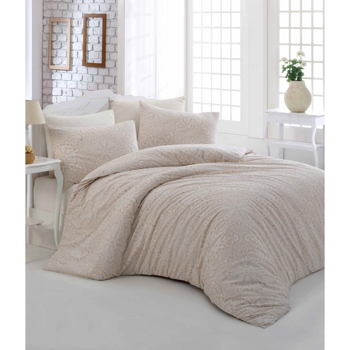 КПБ 1,5 сп Rozi, 160х240 см, 160х220 см, 50х70 см-1 шт., кремовый