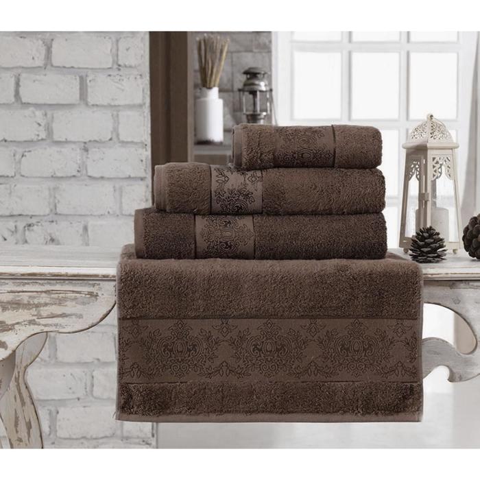 Полотенце Pandora, размер 70х140 см, тёмно-коричневый, махра 500 г/м2
