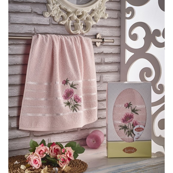 Полотенце Rozenya, размер 50х90 см, розовый, махра, 380 г/м2