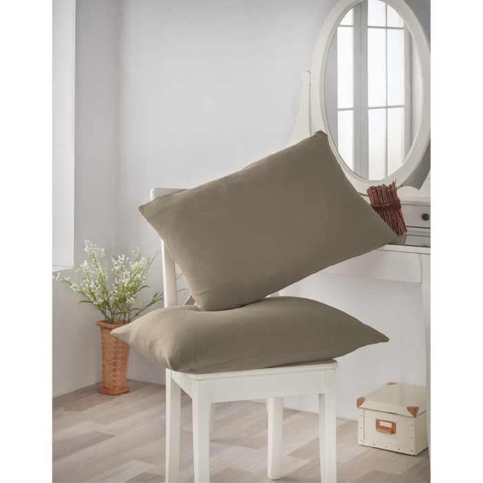 Наволочка Acelya, размер 50х70 см-2 шт., тёмно-бежевый, трикотаж