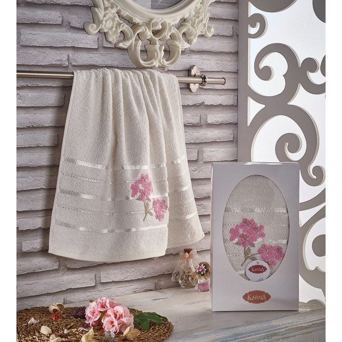 Полотенце Sisley, размер 50х90 см, кремовый, махра, 380 г/м2