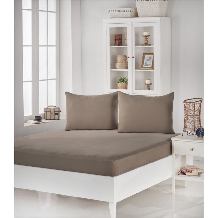 Простыня на резинке Acelya, размер 180х200 см, 50х70 см-2 шт., бежевый