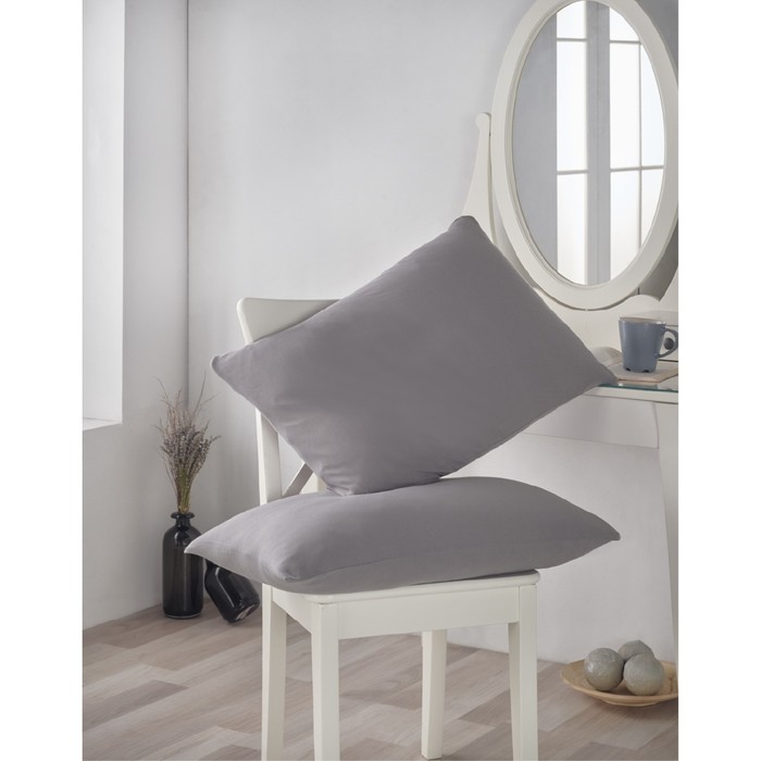 Наволочка Acelya, размер 50х70 см-2 шт., серый, трикотаж