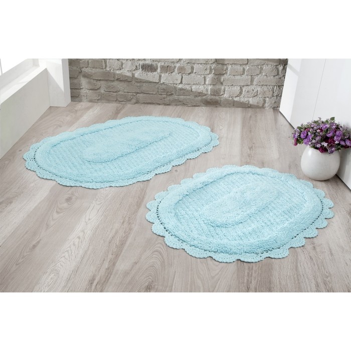 Набор ковриков Lokal, размер 60х100 см, 50х70 см, светло-бирюзовый