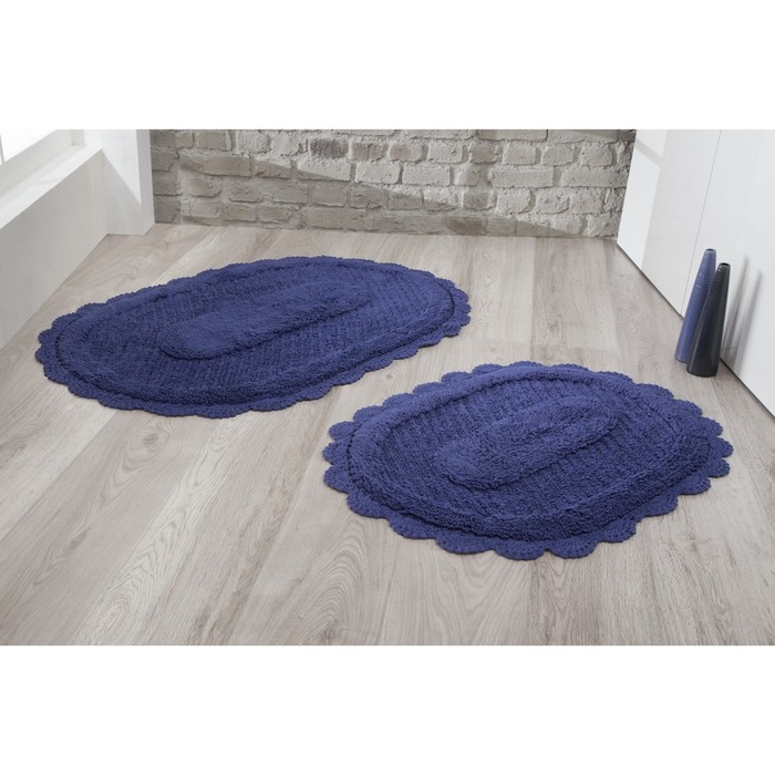 Набор ковриков Lokal, размер 60х100 см, 50х70 см, синий