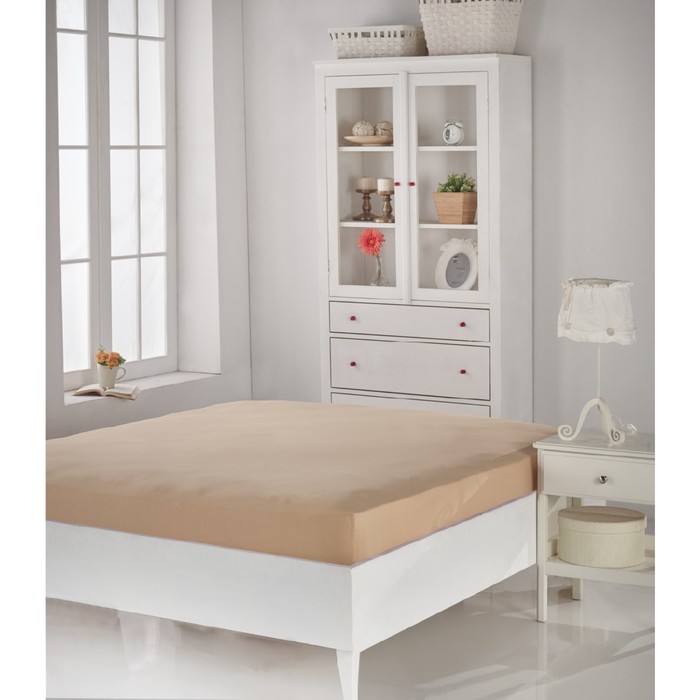 Простыня на резинке Acelya, размер 180х200 см, бежевый