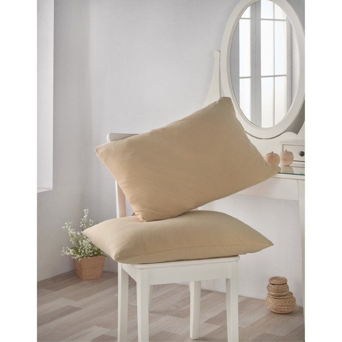 Наволочка Acelya, размер 70х70 см-2 шт., бежевый, трикотаж