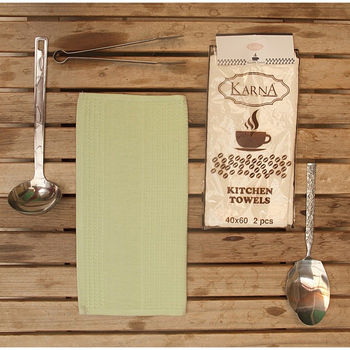 Набор салфеток Medley, размер 40х60 см-2 шт., вафля, 200 г/м2, зелёный