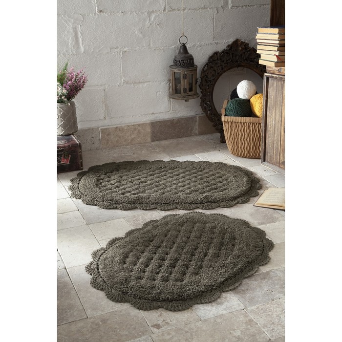 Набор ковриков Merit, размер 50х80 см, 45х60 см, тёмно-коричневый