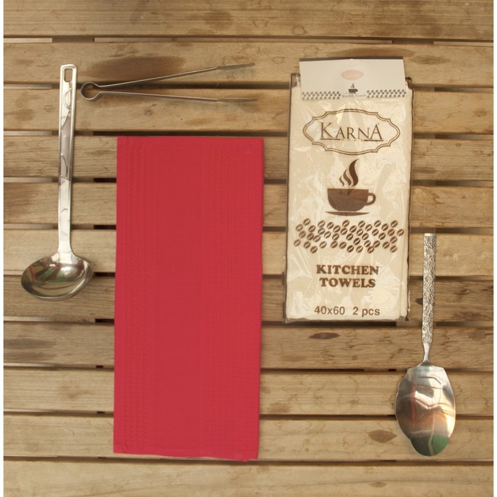 Набор салфеток Medley, размер 40х60 см-2 шт., вафля, 200 г/м2, красный