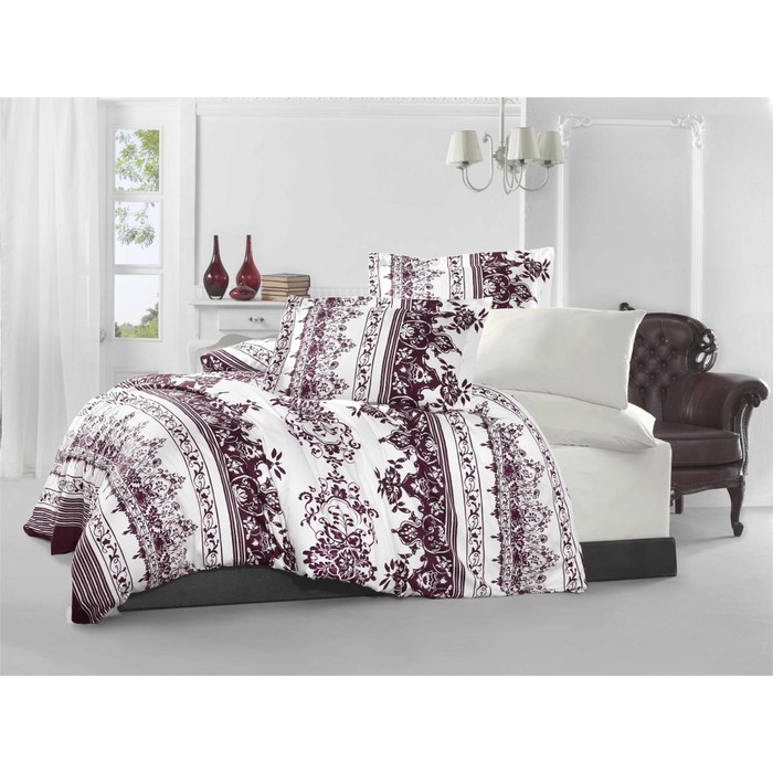 КПБ евро Navy, 240х260 см, 200х220 см, 50х70 см-4 шт., бордовый