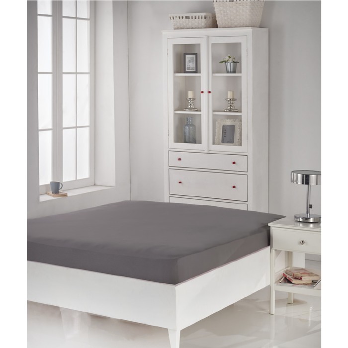 Простыня на резинке Acelya, размер 180х200 см, серый