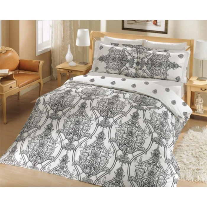 КПБ евро Scarlet, 240х260 см, 200х220 см, 50х70 см-4 шт., чёрный