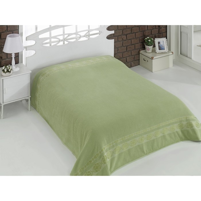 Простыня махровая Rebeka, размер 200х220 см, тёмно-зелёный, 310 г/м2