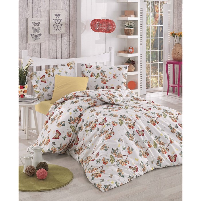 КПБ 1,5 сп Butterfle, 160х240 см, 160х220 см, 50х70 см-1 шт., абрикосовый