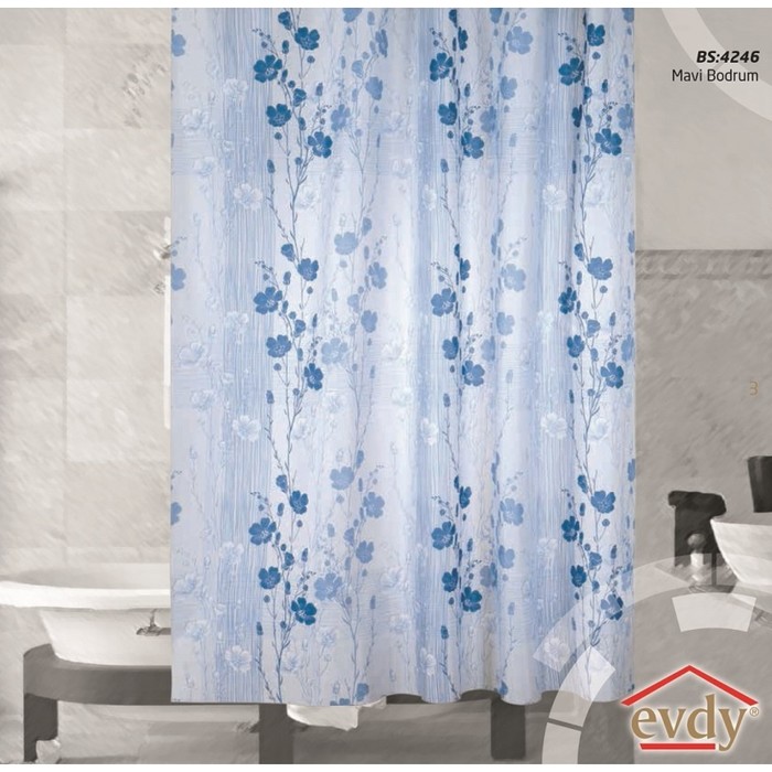 Штора для ванной Drop, размер 180х200 см V1