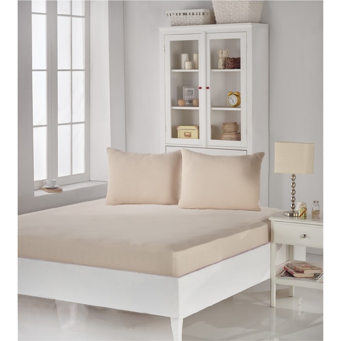 Простыня на резинке Acelya, размер 160х200 см, 50х70 см-2 шт., капучино