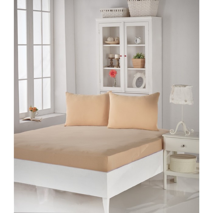 Простыня на резинке Acelya, размер 160х200 см, 50х70 см-2 шт., кофейный