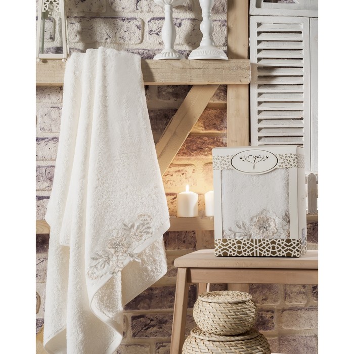 Полотенце Delicia, размер 85х150 см, молочный, махра 500 г/м2