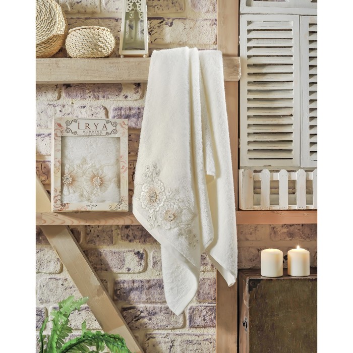 Полотенце Fleur, размер 70х130 см, кремовый, махра 500 г/м2