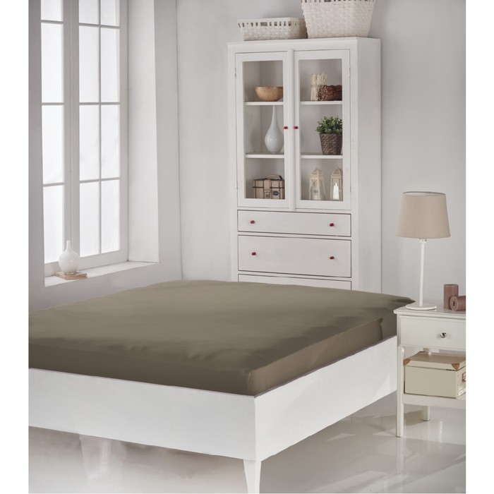 Простыня на резинке Acelya, размер 160х200 см, тёмно-бежевый