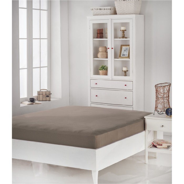 Простыня на резинке Acelya, размер 160х200 см, кофейный